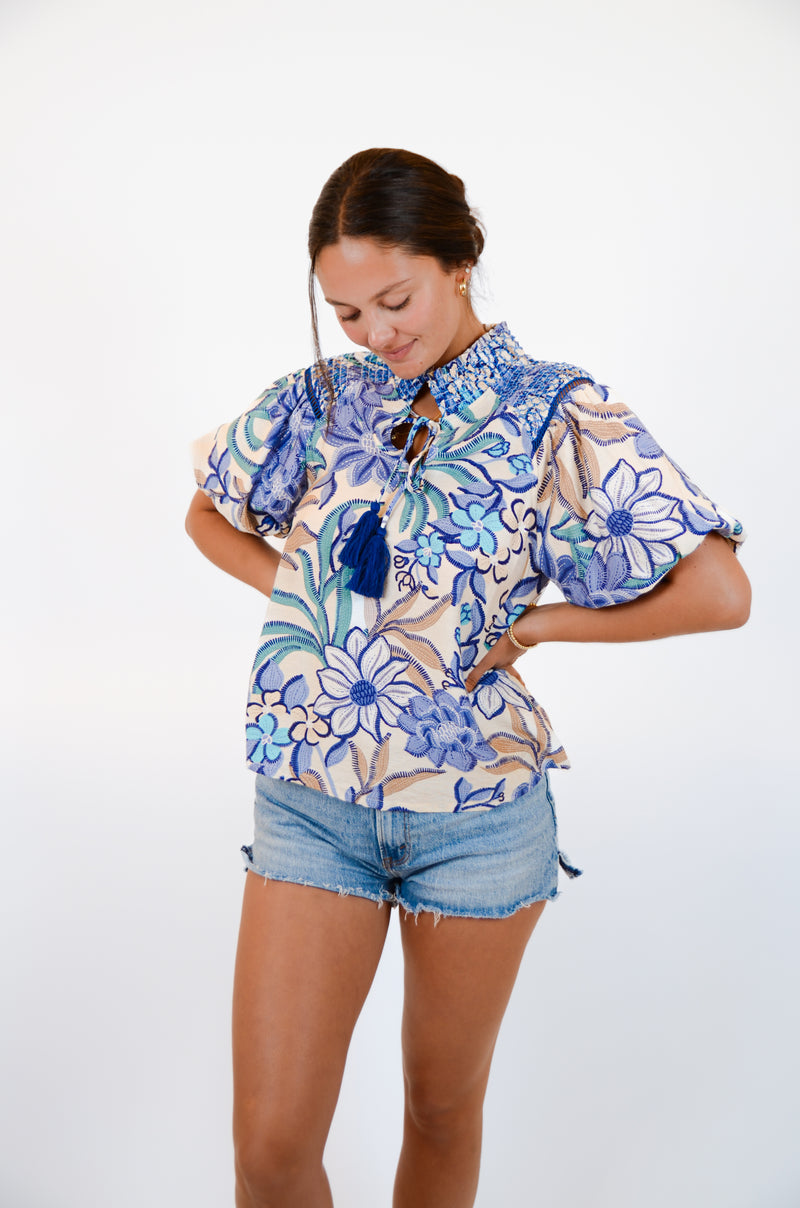 Blue Paisley Top