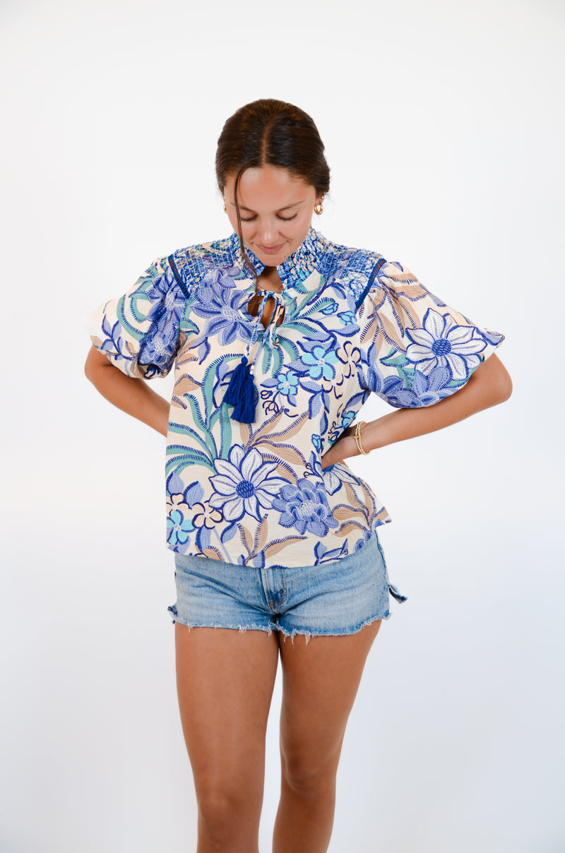 Blue Paisley Top