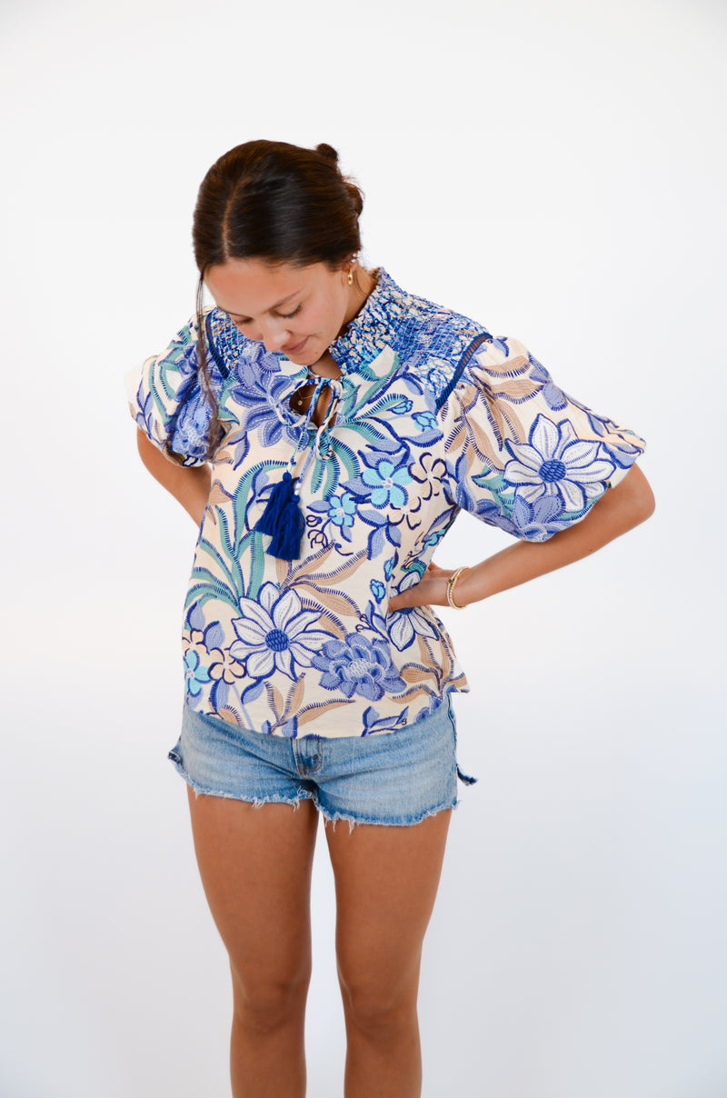 Blue Paisley Top