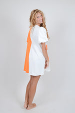 Half Orange, Half White Helmet Dress