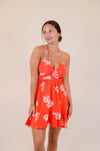 Red Halter Dress with Floral Print
