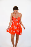 Red Halter Dress with Floral Print