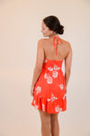 Red Halter Dress with Floral Print