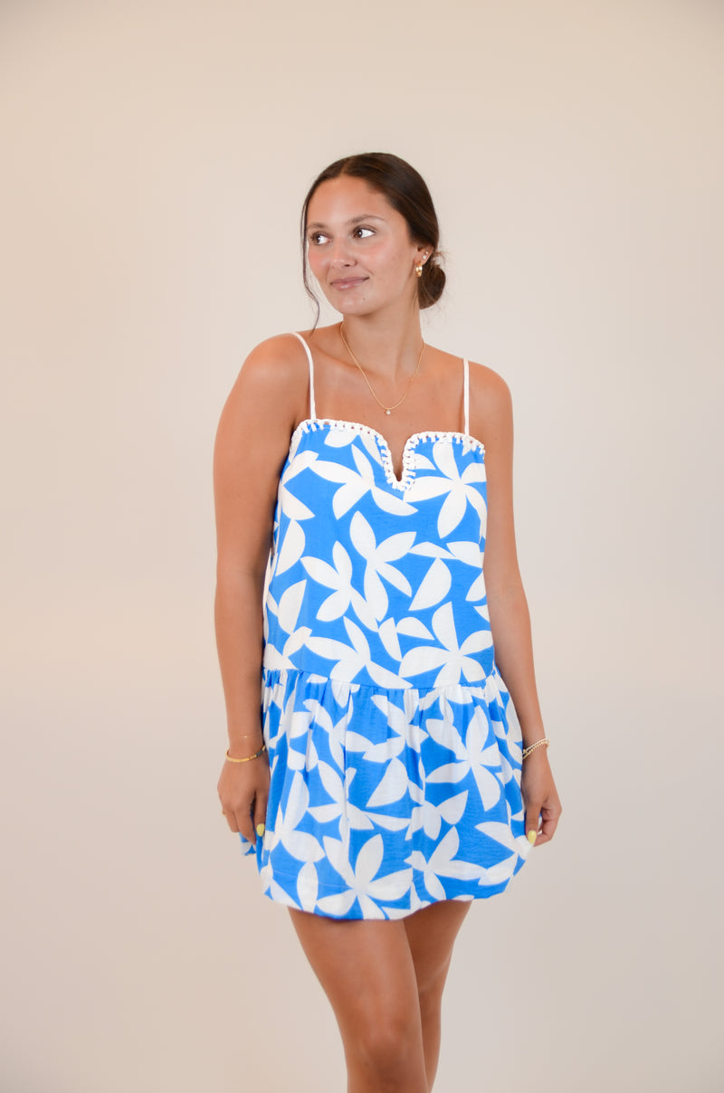 Blue Dress with White Flowers
