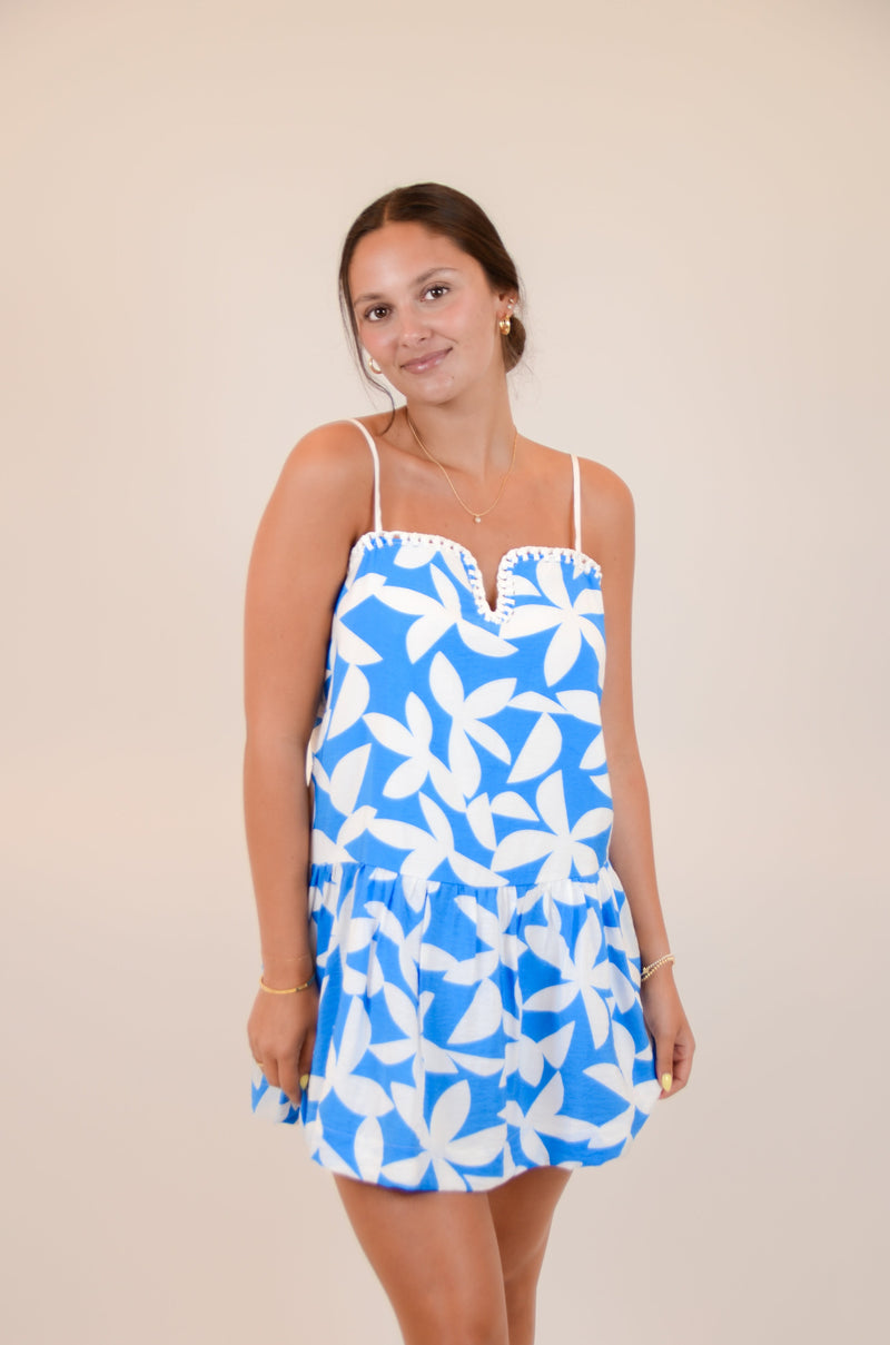Blue Dress with White Flowers