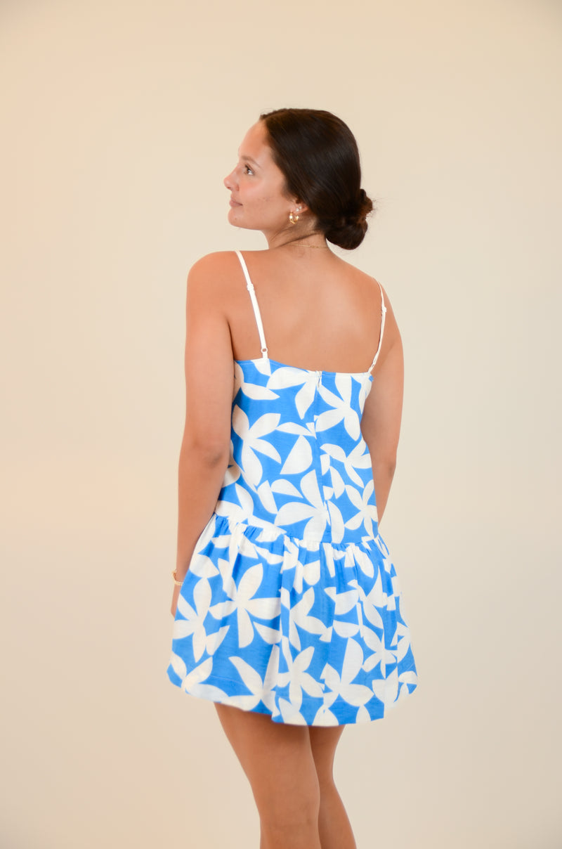 Blue Dress with White Flowers