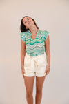 Cream Shorts with No Zipper