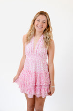 Pink and White Halter Dress