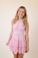 Pink and White Halter Dress