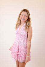 Pink and White Halter Dress