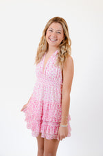Pink and White Halter Dress