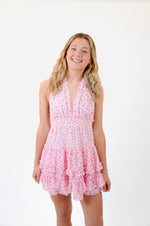 Pink and White Halter Dress