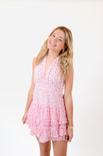 Pink and White Halter Dress