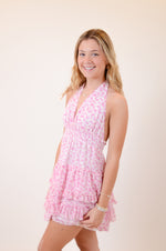 Pink and White Halter Dress