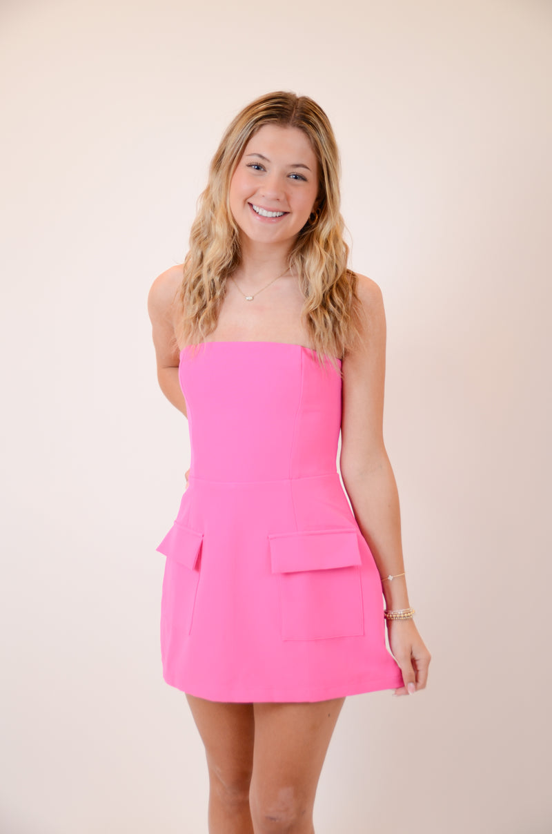 Strapless Bubble Gum Skort Dress