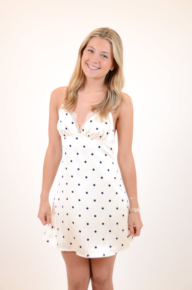 Black Polka Dot Slip-Style Dress