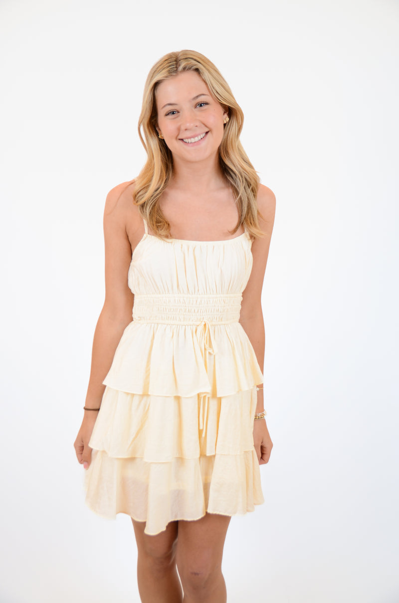Cream Ruffle Dress