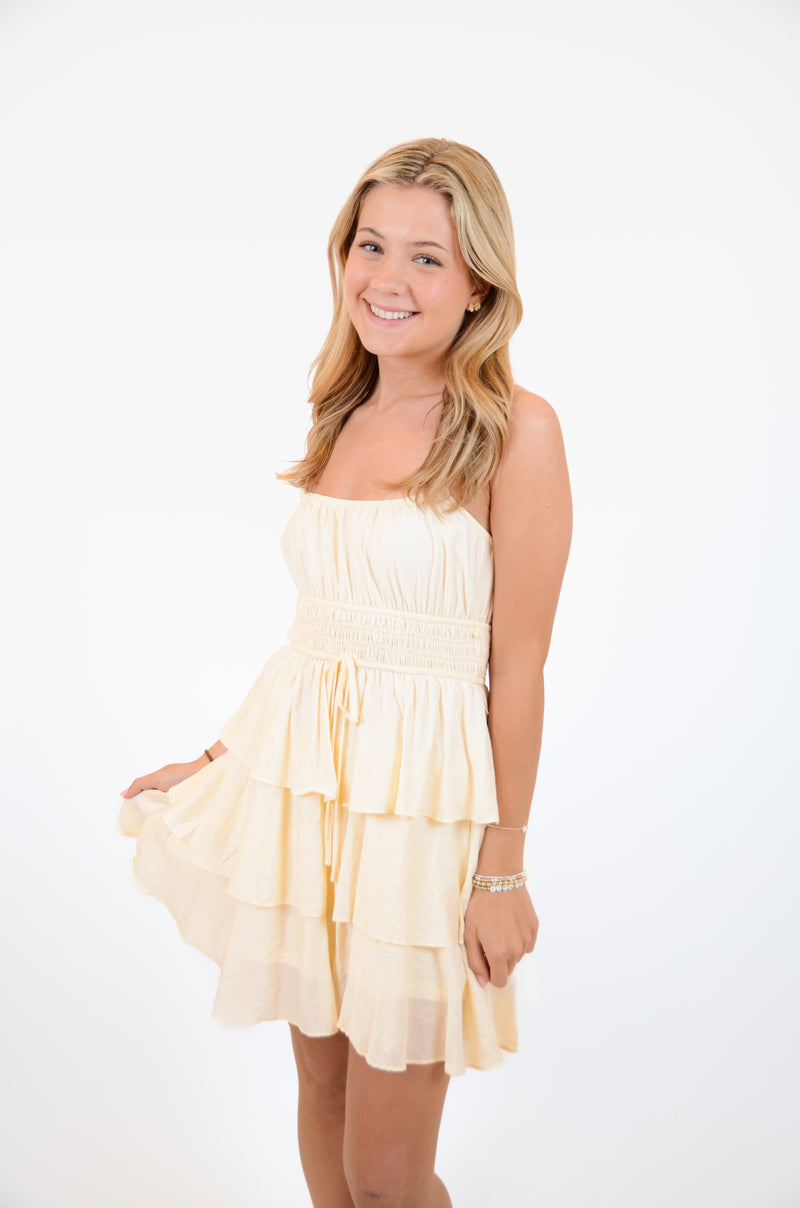 Cream Ruffle Dress