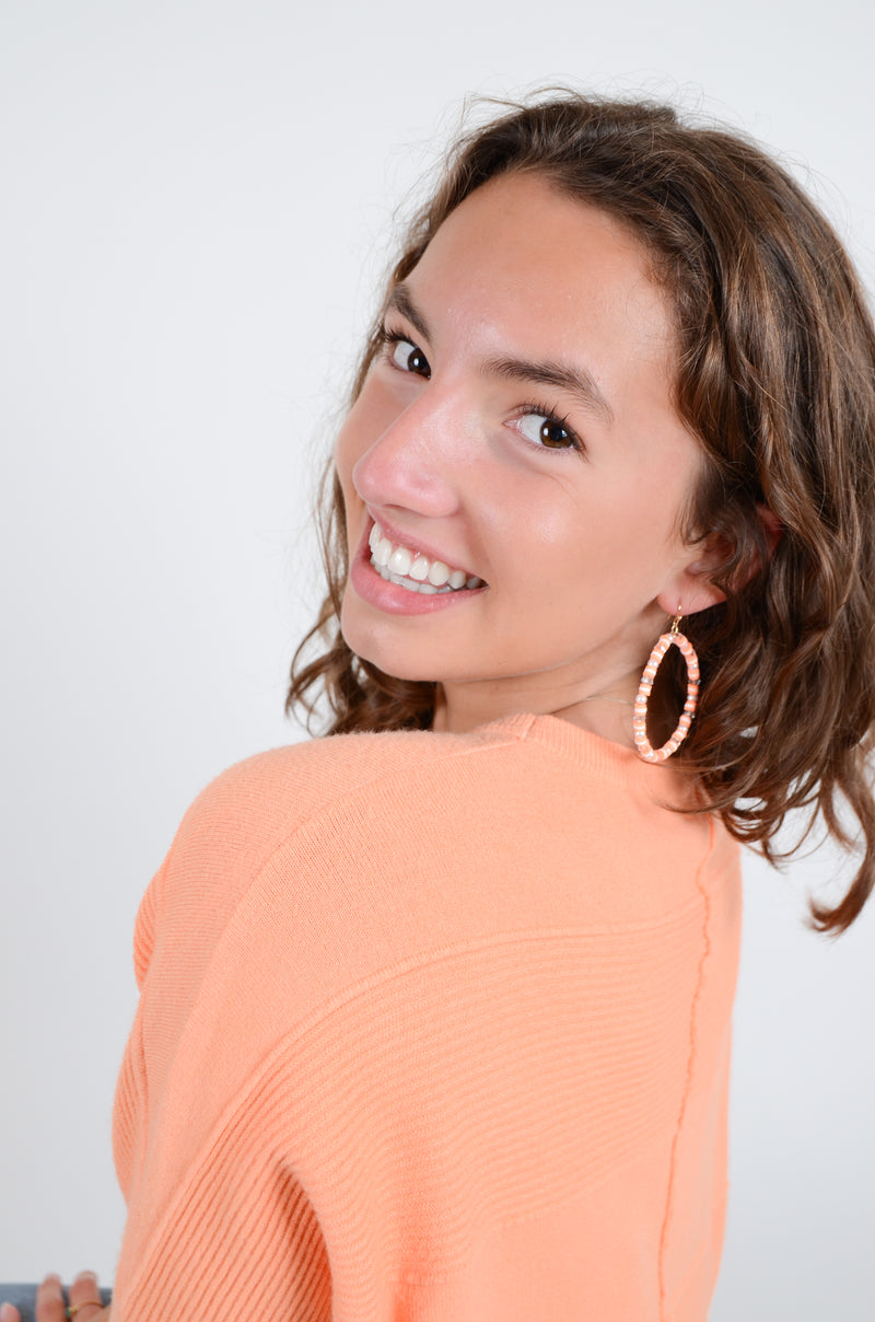 Orange and White Circle Earrings