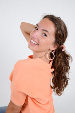 Orange and White Circle Earrings