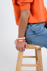 Orange and White Chunky Bracelets