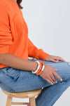 Orange and White Chunky Bracelets