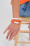 Orange and White Chunky Bracelets