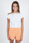 Orange and White Checkered Shorts