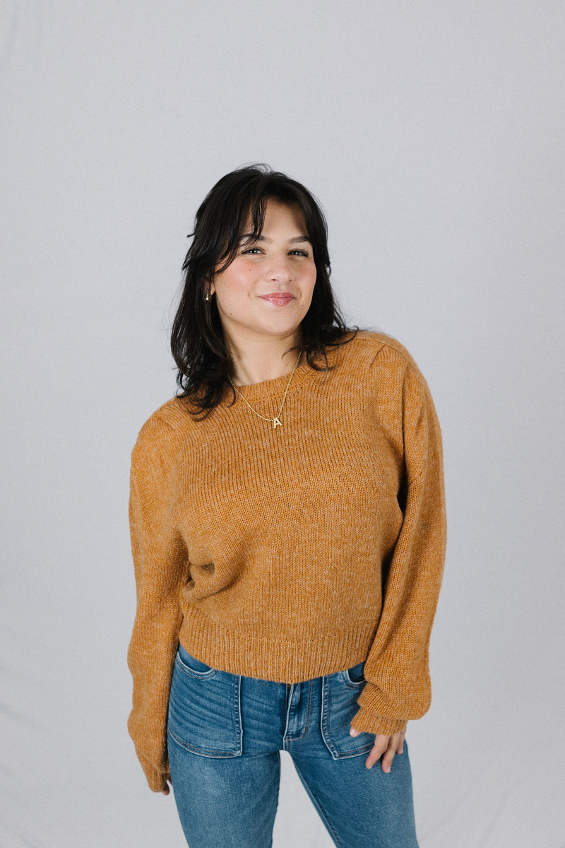 Soft Sweater with Shoulder Detail, Rust