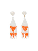 Beaded Triangle Drop Earrings, White