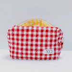 Gingham Quilted Makeup Bag
