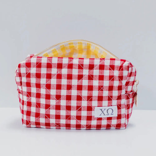 Gingham Quilted Makeup Bag