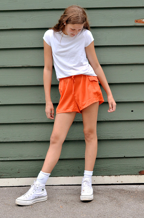 Orange Side Pocket Shorts