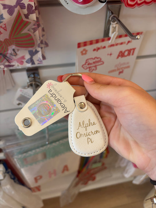 White Keychain with Sorority Name