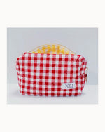 Gingham Quilted Makeup Bag