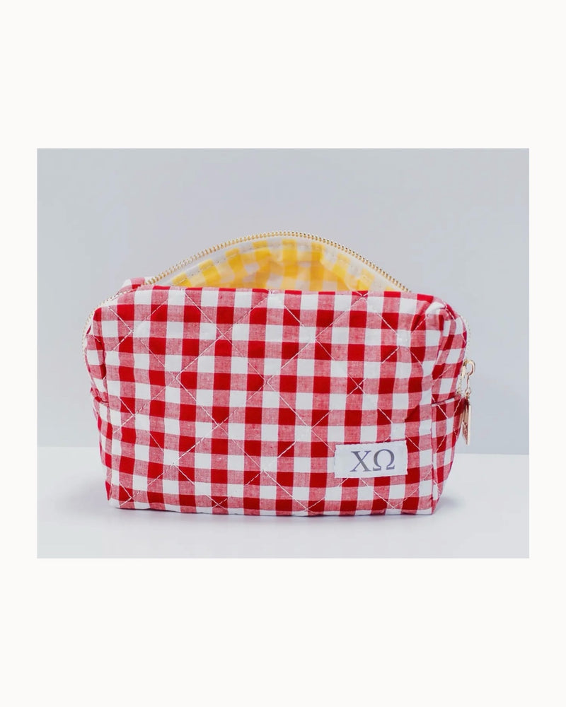 Gingham Quilted Makeup Bag