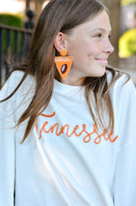 Orange Beaded Game day Earrings with Football