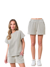 Textured Shorts in Cream/Gray