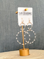 Double Circle Earrings with White Pearls