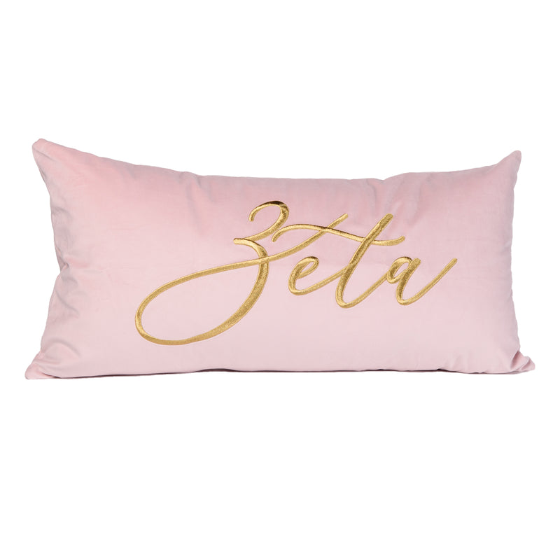 Velvet Embroidered Lumbar Pillow