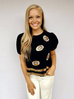 Black and Gold Trim Football Top