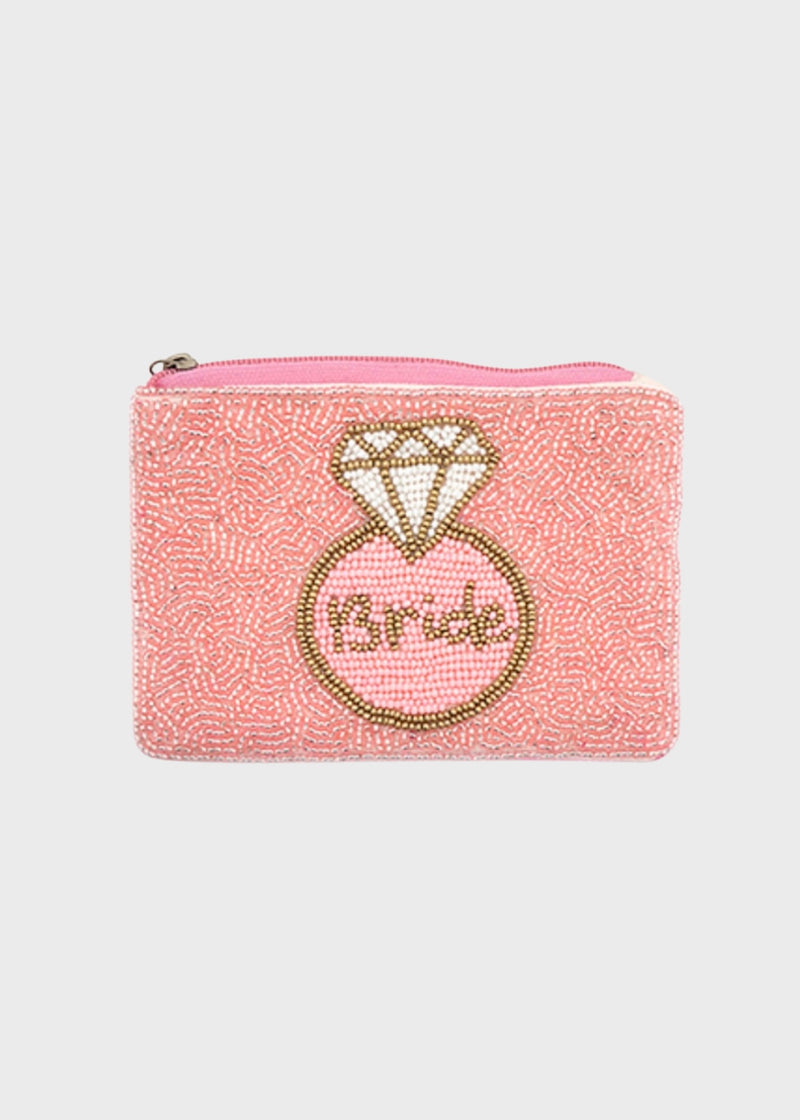 Beaded Coin Purse, Pink Bride