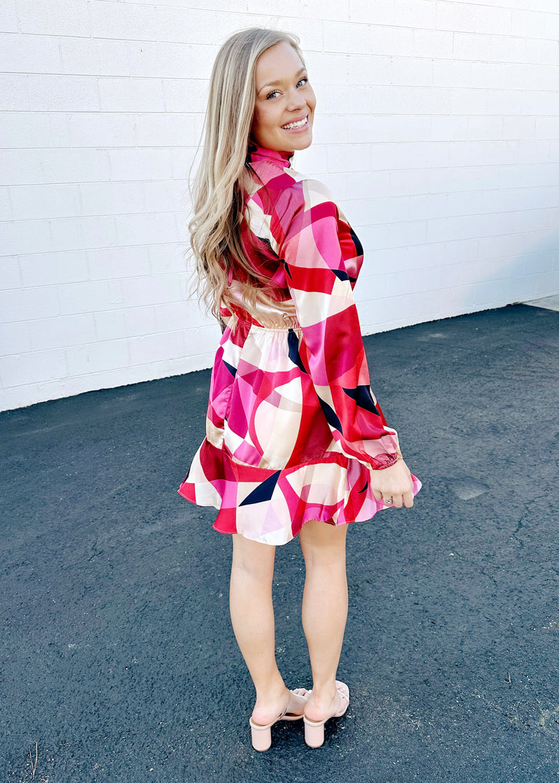 Red, Pink, and Cream Dress